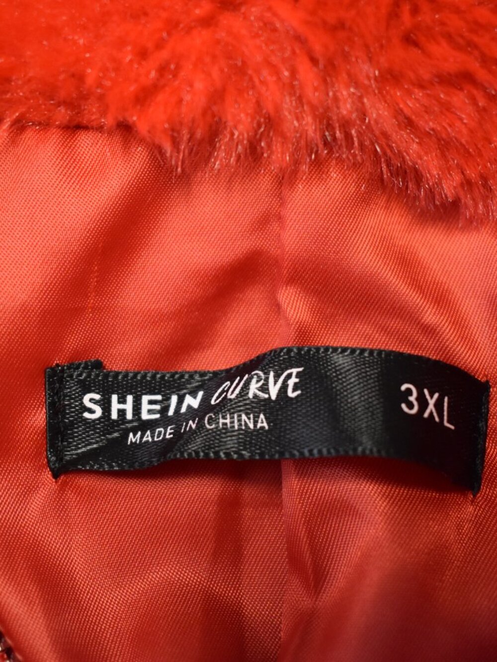 SHEIN Curve Womens 3XL Red Faux Fur Hooded Jacket Full Zip Plush Coat Plus Size - Picture 3 of 5